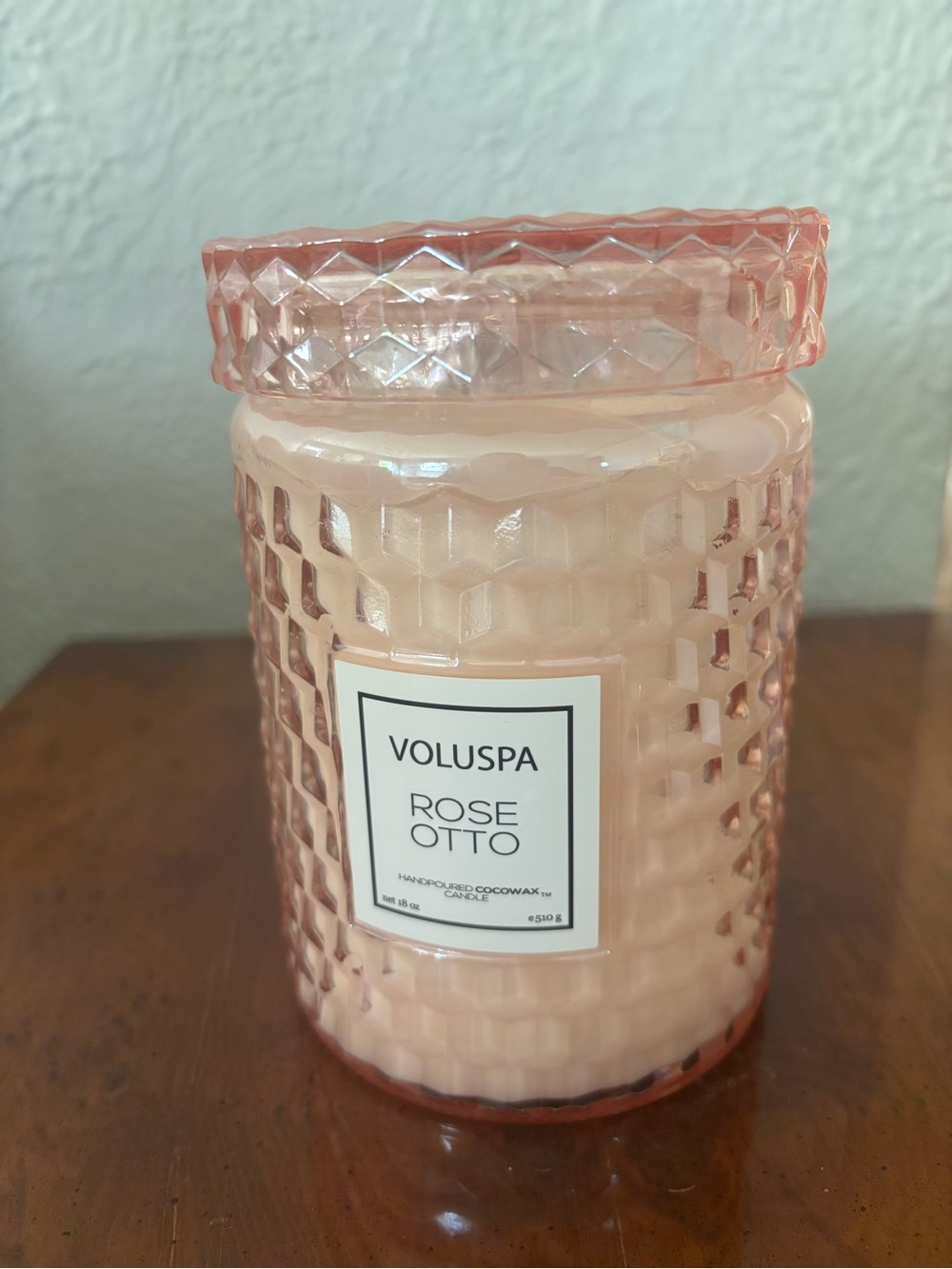 Voluspa Rose Otto Pink Glass Jar Candle